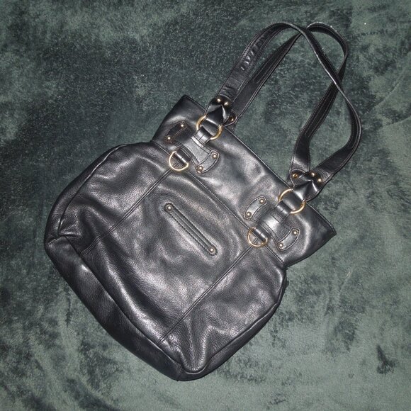 Authentic B Makowsky Large Black Leather Hobo Bag - Picture 4 of 4